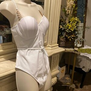 Elegant White Women's Swim or Bodysuit for that Caribbean vacation or Cruise